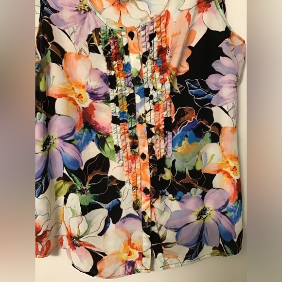 Spence multicolor, floral sleeveless blouse size large - Picture 5 of 8